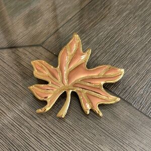 Vintage SJ Copper and Brass Maple Leaf Pendant / Pin